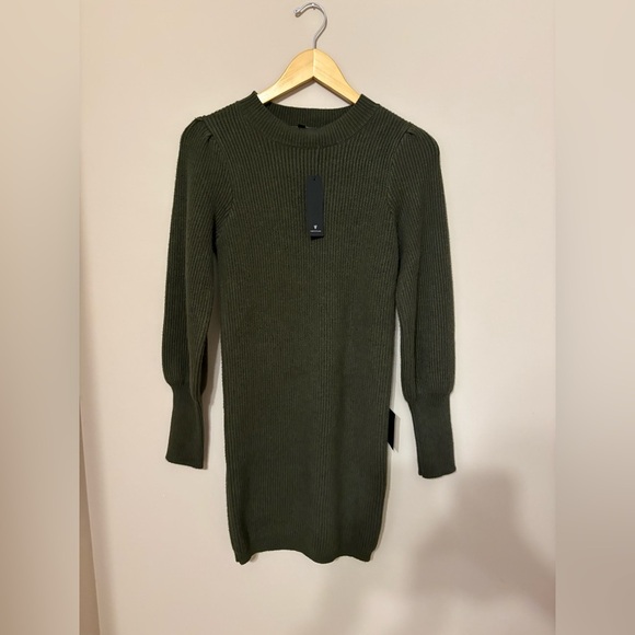 Lulus Women's S Olive Green Sweater Dress Long Sleeve Short NWTs - Picture 3 of 6